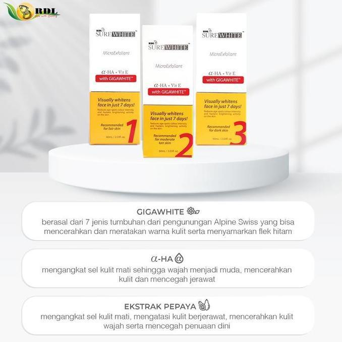 Kirimyaa- Rdl Surewhite Microexfoliant 60Ml - Toner Rdl Nomor 1 2 3 Memperbaiki Wajah Bruntusan Jera