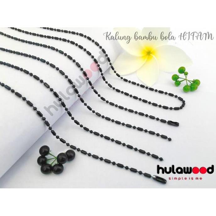 Goldsand- Kalung Rantai Titanium Stainless Bambu Bola Hitam/ Kalung Rantai Mci