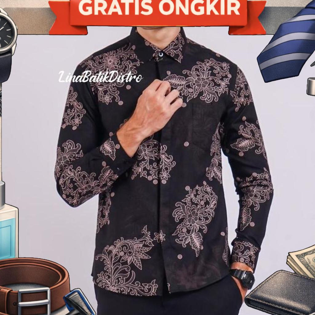 Kemeja Batik Pria Slim Fit / Baju Batik Pria Slim Fit Acs299