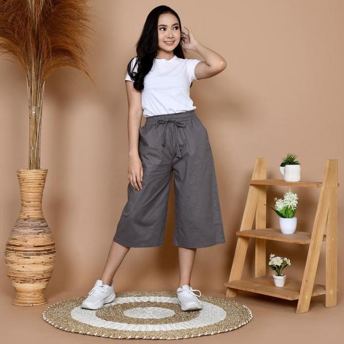 Pastikirim- Celana Kulot Pendek Wanita Polos Celana Pendek 7/8 Katun Stretch