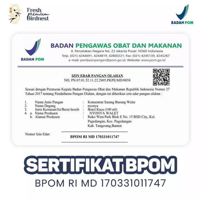 Cod,Bisa- Nyonya Walet - Minuman Sarang Walet - Bird Nest Drink - Daily Nest Drink (35% Bird Nest) -