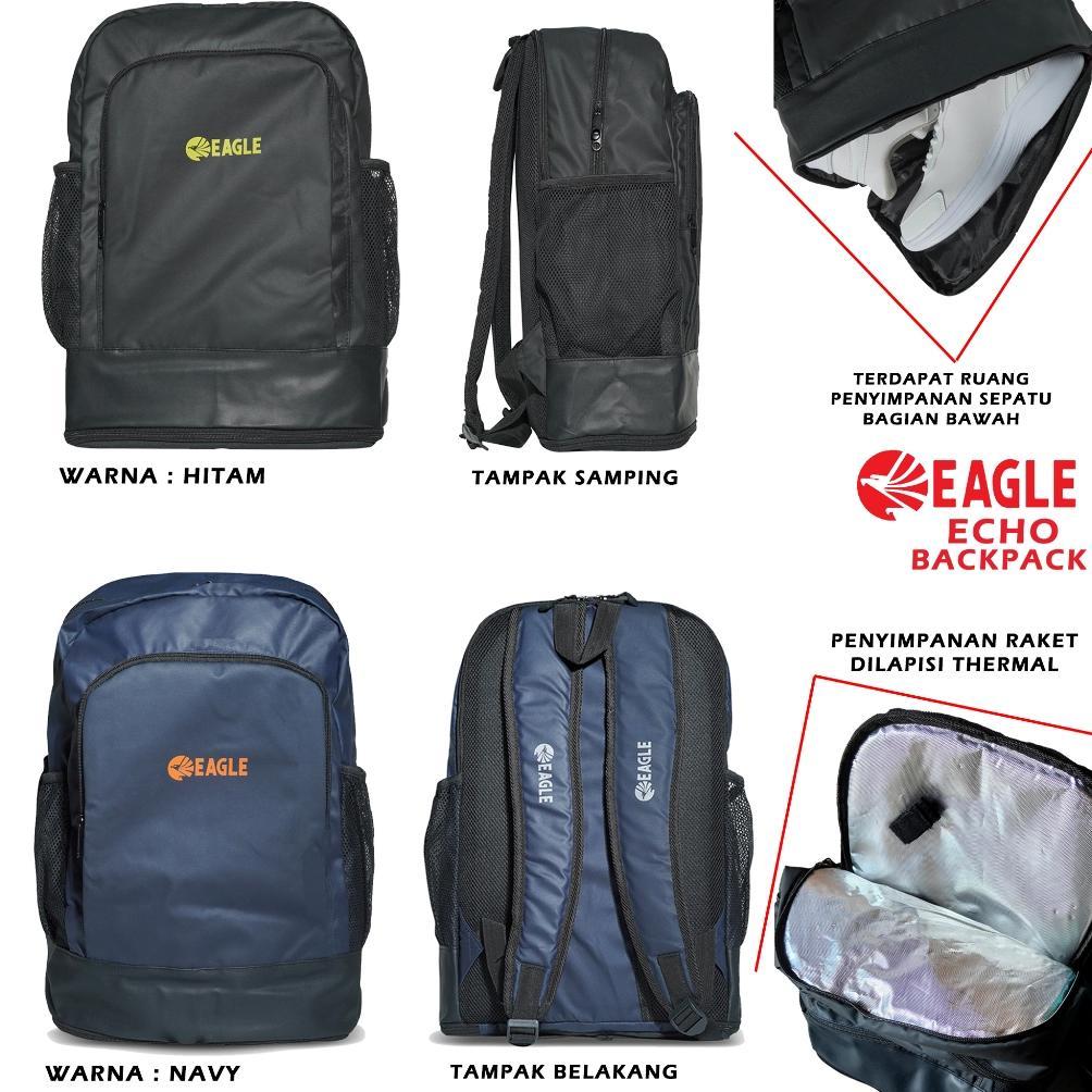 Tas Ransel Badminton Merk Eagle Echo Backpack Original Tas Ransel Raket Badminton Bahan Thermal