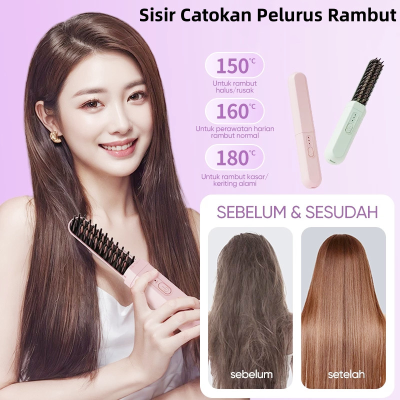 Sisir Catok Pelurus Rambut Elektrik Comb Sisir Pelurus Rambut Tanpa Kabel Cordless Hair straightener