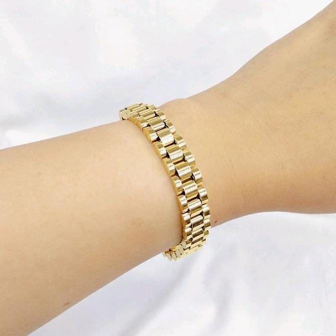 Goldsand- [Gelang Rantai Jam] Gelang Rantai Jam Wanita Pria Gelang Titanium Stainless Anti Karat Gel