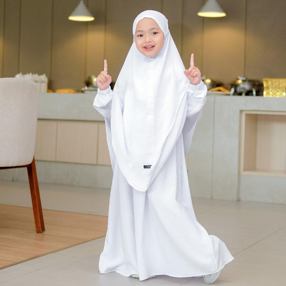 ORIGINAL SALVINA KIDS GAMIS ANAK PEREMPUAN FRENCH KHIMAR FREE CADAR USIA 2 SAMPAI 12 TAHUN INARA SET