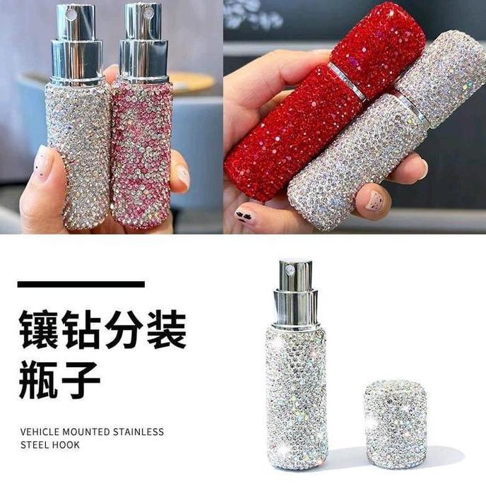 Rhinestone Bling Mewah Botol Parfum 10ml Isi Ulang Premium Glass & Plastic Spray Bottle Elegan denga
