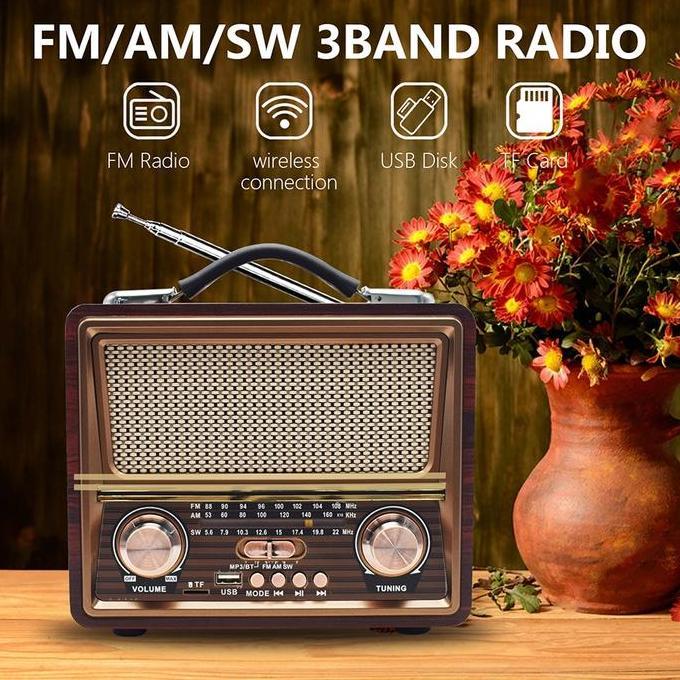Bestone- Radio FM/AM/SW Speaker Portable Bluetooth FM Radio Wood Design Radio