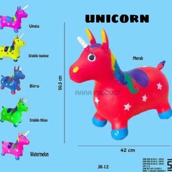 Thebest- Mainan Animal Jumping Karet unicorn Sound & Light