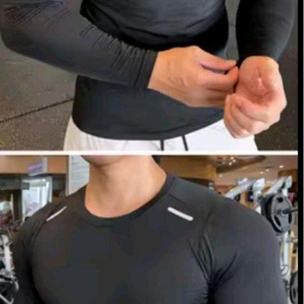 Murah Kaos Olahraga Pria Lengan Panjang Sport / Kaos Fitnes Pria Polos Lengan Panjang