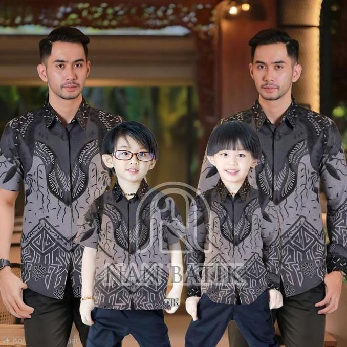 BEST SELLER / PREMIUM TERBARU BATIK DASI ABU Kemeja batik ayah dan Kemeja Batik anak cowok BATIK ABU