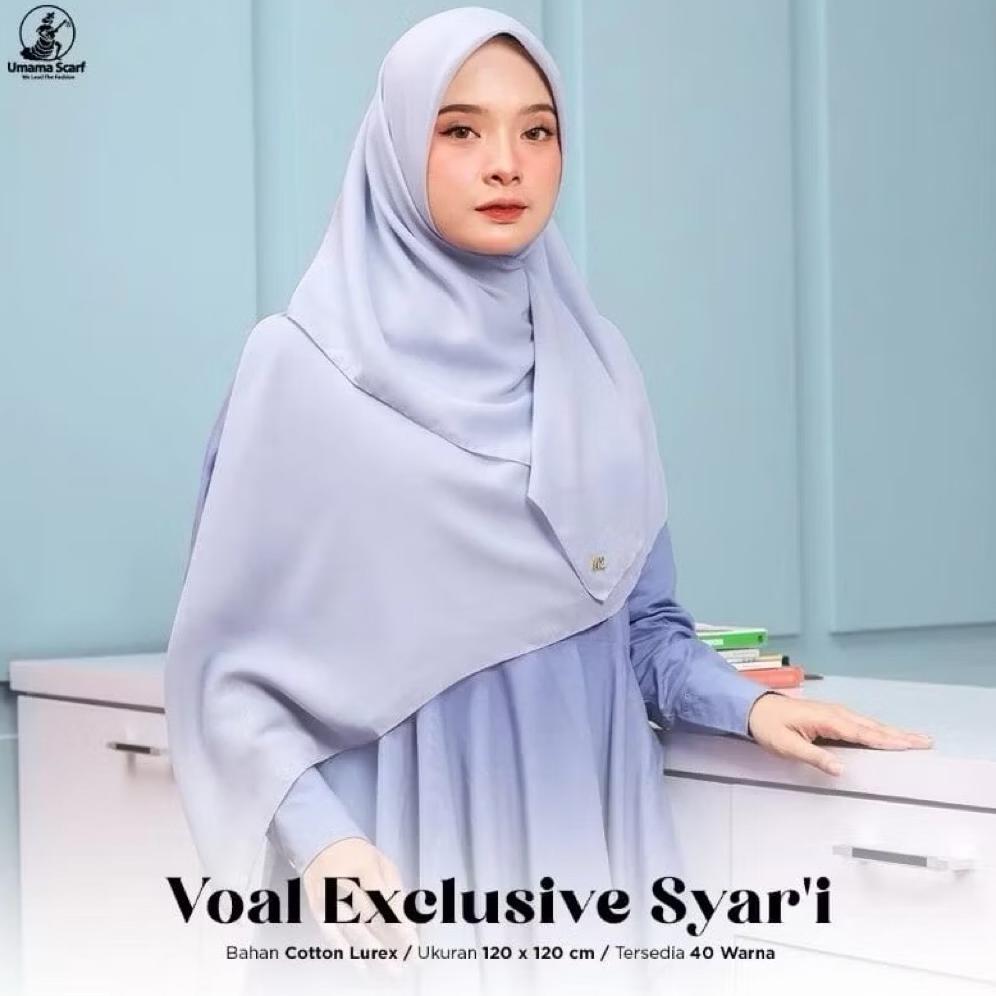 HIJAB SEGIEMPAT VOAL EXCLUSIVE SYARI UMAMA 120x120 POLOS JAHIT TEPI