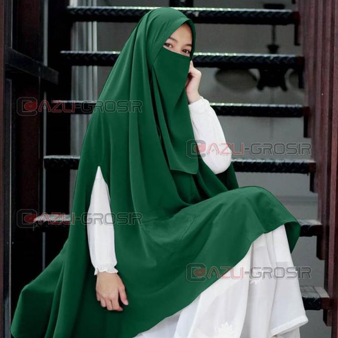 Thebest- (Gratis Cadar) Khimar As Syifa Jumbo Syari Softped Magic Pocket Wolfis