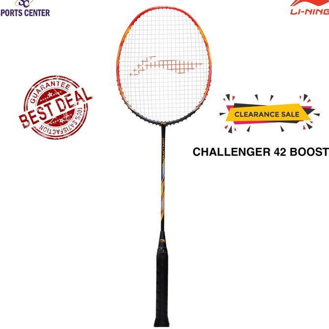 Ready Clear Sale Raket Badminton Lining Challenger 42 Boost Black Red