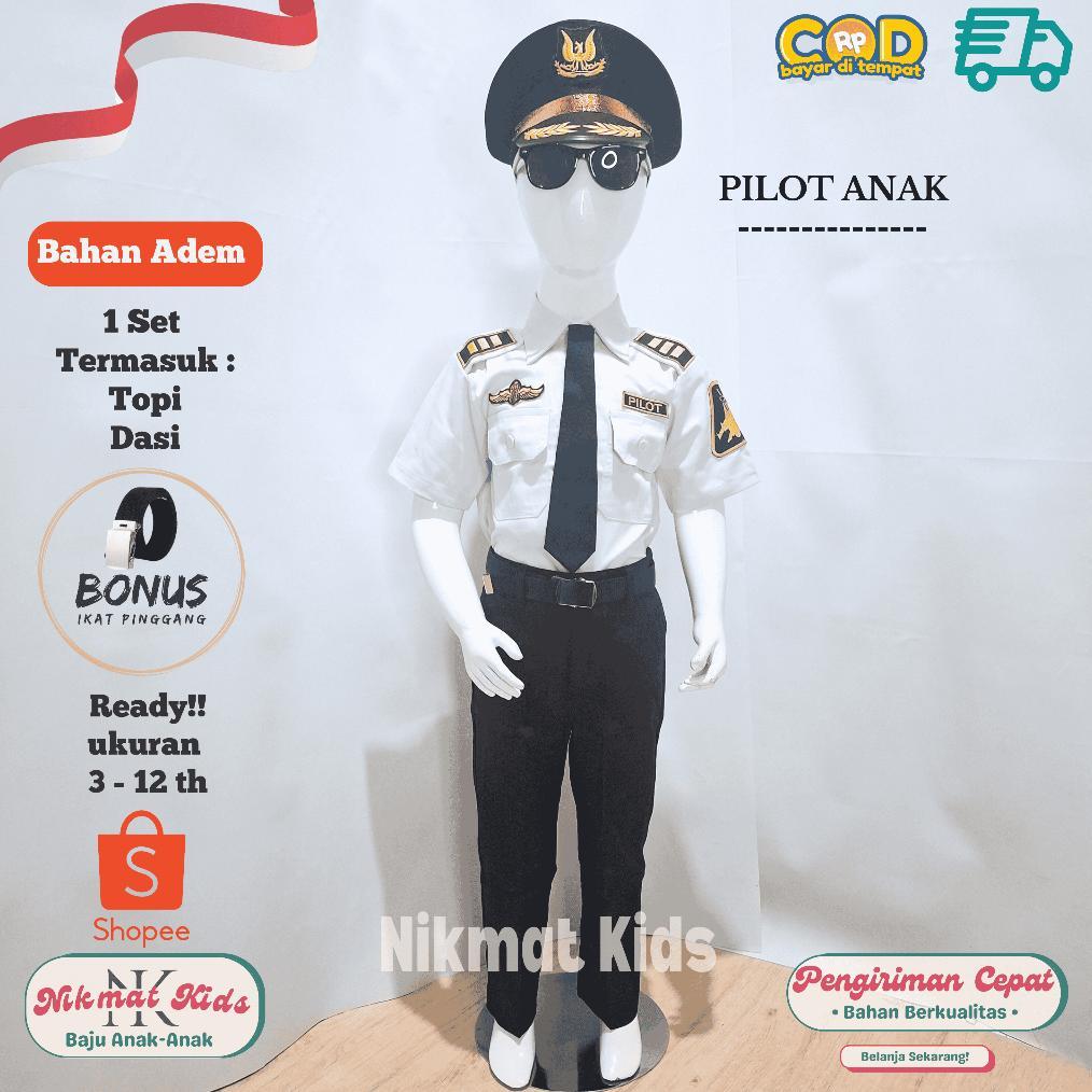 Baju Pilot Anak Laki Laki Seragam Profesi Pilot Pesawat Anak Kostum Pilot Baju Karnaval Tk Paud