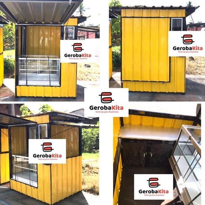 Terlaris Booth Container Dengan Etalase Kaca /Gerobak Kontainer Etalase / Booth Counter Pulsa / Gero