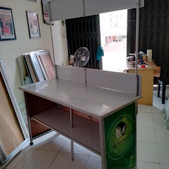 Terlaris Pre Order Booth Portable Meja Lipat Rombong Es Teh Minuman Makanan Jajanan Ukuran 1,5 Meter