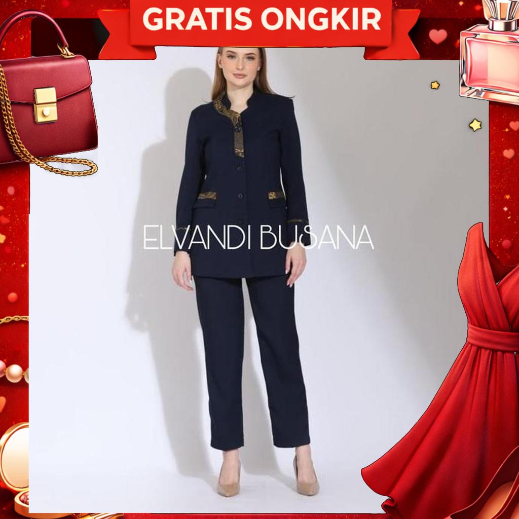 Setelan Jas Wanita / Seragam Kerja Blazer Wanita / Seragam Guru / Setelan Baju Guru Wanita - 7011 Bi