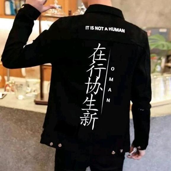 BEST SELLER / PREMIUM JAKET JEANS HITAM SABLON TOMAN JAKET PRIA JAKET JEANS BORDIR