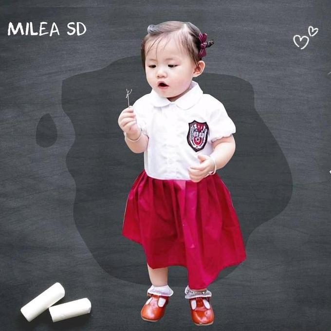 Larisbanget- Baju Seragam Sekolah Bayi Dres Milea Baju Kostum Anak Bayi Balita Sd Smp Sma