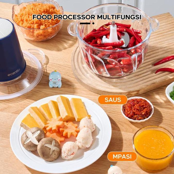 Terpopuler- Hadiah Gratis Ecentio Penggiling Daging Listrik 2L Besar Kaca 6 Pisau Food Processor 2 K