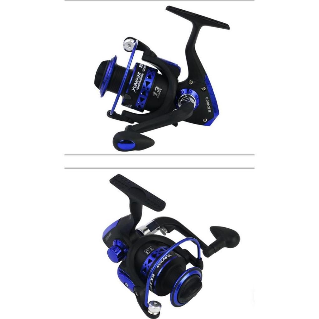 Fhistik- Reel Pancing Yumoshi Bk1000-7000 Spool Metal Biru 12Bb+1