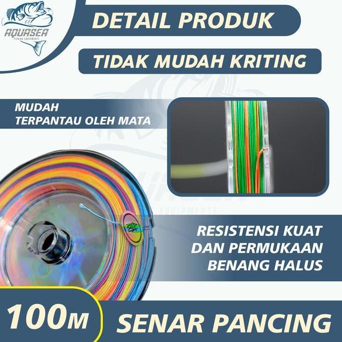 Fhistik- Aquasea Tali Pancing 100M Senar Pancing Pe Yimu Premium Fishing Line X8 Senar Pancing Premi