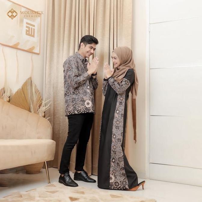 Set Woubatik Premium - Gamis Lebaran Batik Couple Syari Ria Ricis Dan