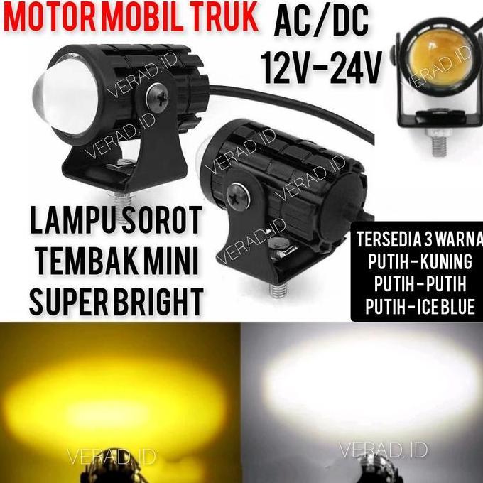 Bycle- Lampu Tembak Sorot Mini 2 Warna Ac Dc Motor Mobil Truk Super Bright