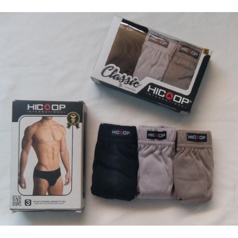 Celana dalam pria hicoop isi 3pcs M L XL warna campur