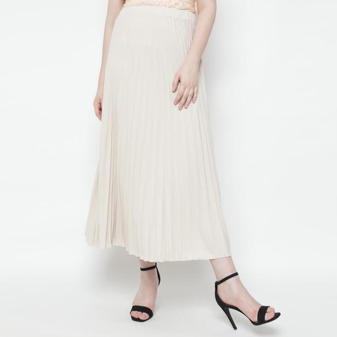 duapola Rok Panjang Plisket Payung Aline 7176 - Cream