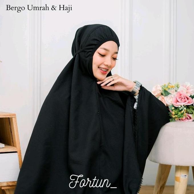 Terpopuler- Bergo Umroh Dan Haji Premium Renda Kecil Jilbab Katun Muslim Instan Dewasa Kerudung
