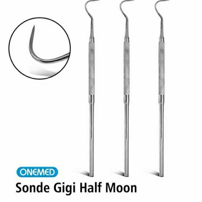 pembersih karang gigi sonde gigi stainless steel halfmoon
