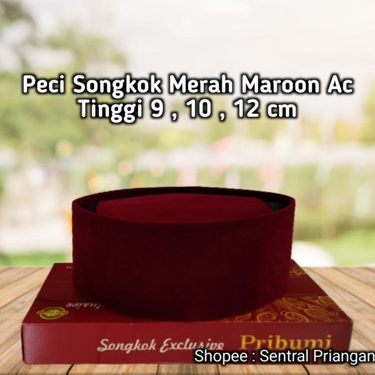 PECI MERAH BETAWI SONGKOK SI PITUNG MERAH MAROON TINGGI 9CM 10CM 12 PECI PRIA KOPIAH SANTRI