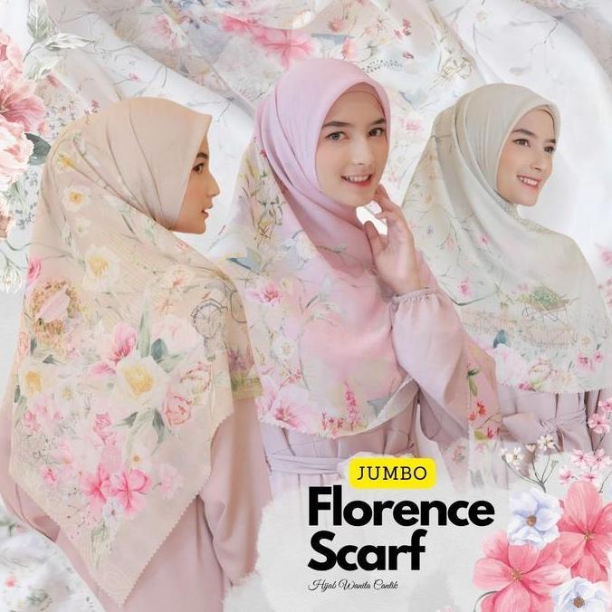 Terpopuler- Hira - Hijabwanitacantik - Segiempat Florence Scarf Polycotton Jumbo | Hijab Printing Se