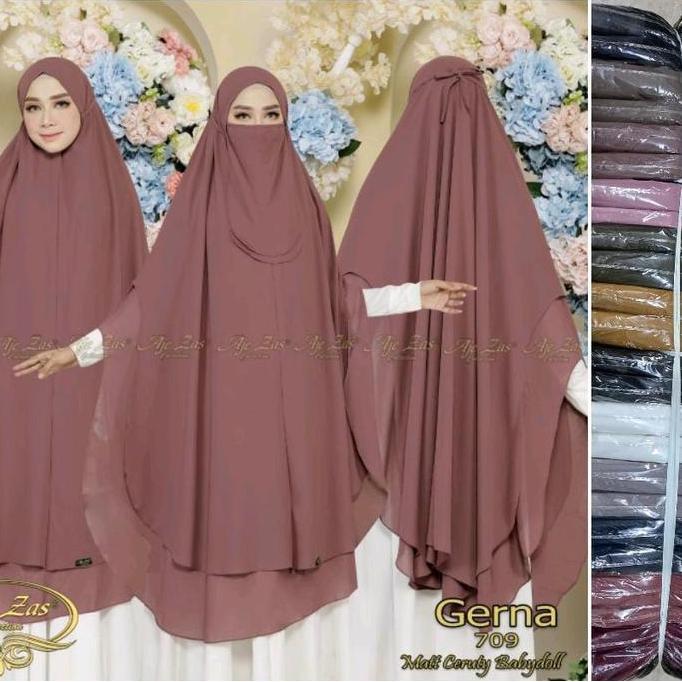 Terpopuler- Khimar Ceruty Babydoll / Khimar 2 Layer / Non Pet Gerna Muslim Syari Jilbab Kerudung Ins