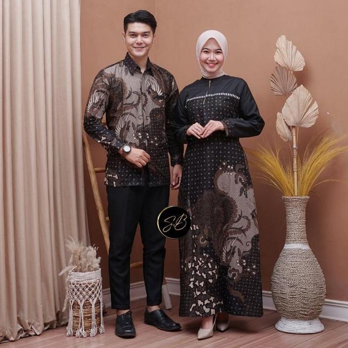 Ready stok Gamis batik couple batik couple batik sarimbit terbaru batik gamis kombinasi