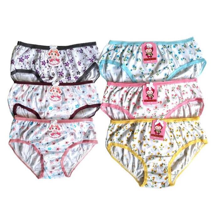 DV65 - Cd Anak Perempuan Golden Nick Kembang Motif Bunga 043 Isi 6 Pcs | Celana Dalam Anak Cewek Baj