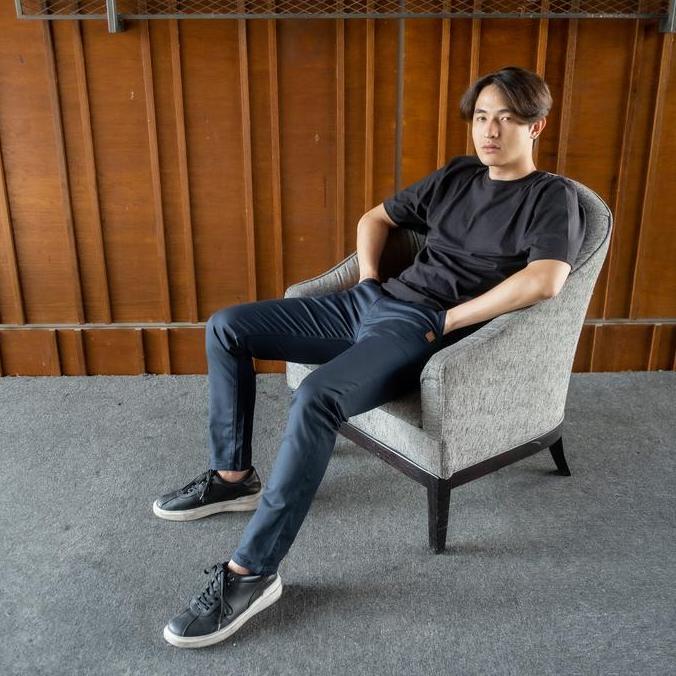 Bapin Celana Chino Panjang Pria Navy Kain Katun Scoth Stretch