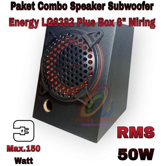 Paket Combo Speaker Subwoofer 6 Energy LG 6382 MK1 +Box 6 Inch Miring Hitam +Tutup Speaker Ram 6