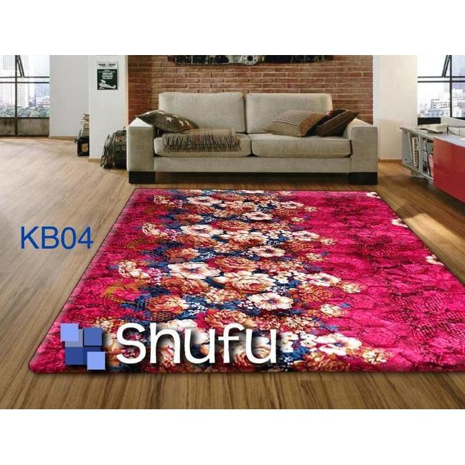 KARPET MALAYSIA SHUFU UKURAN 190X220CM KETEBALAN 18MM MOTIF KEMBANG Bunga,Shufu, Karpet shufu