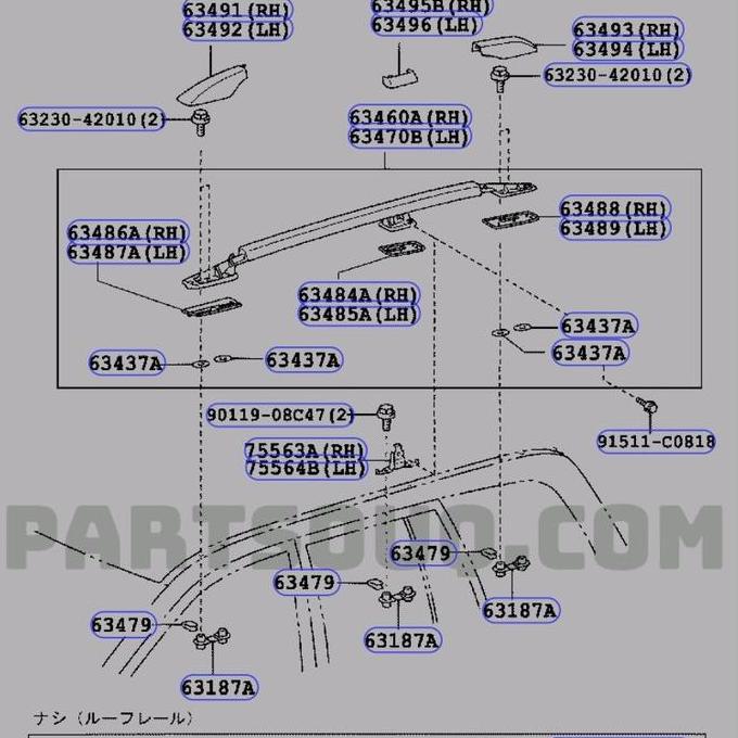 Cover bar roof rack center, Prado Trj120 '03-'09