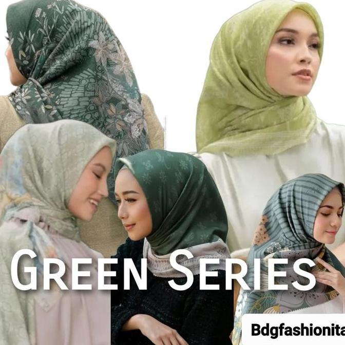 Thebest- Hijab Segiempat Motif Warna Hijau/Mint/Botol/Army/Green (Bg.1)