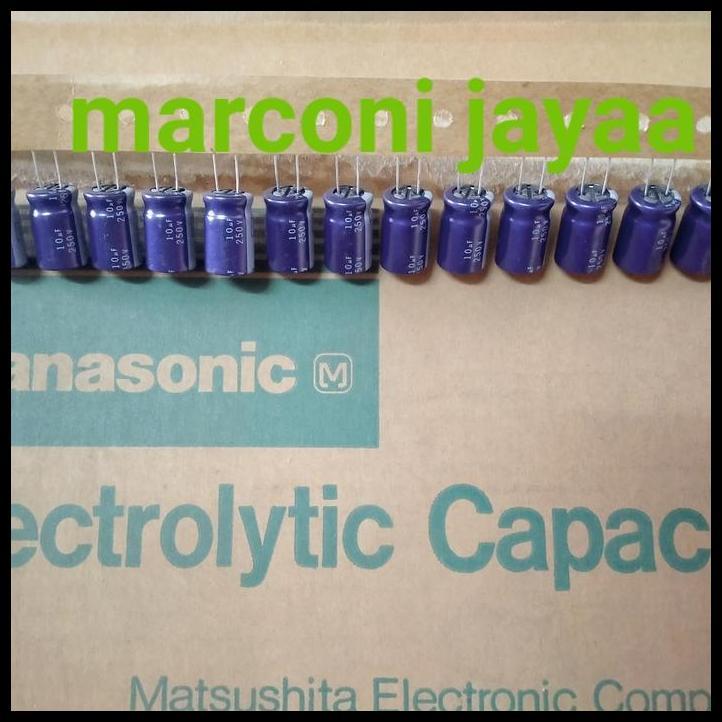 TERLARIS KAPASITOR ELCO 10UF 250V "PANASONIC. 