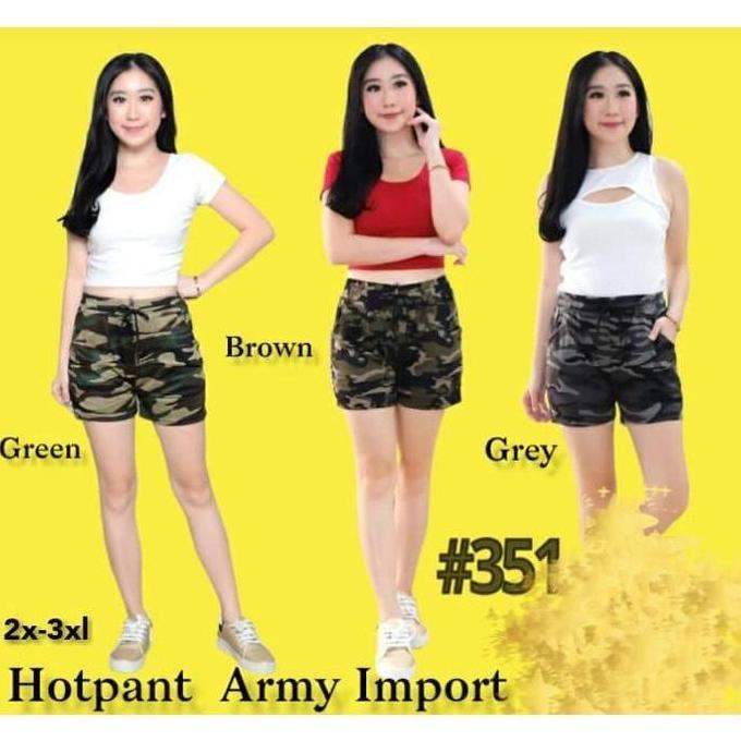 Yurima- Celana Pendek Army Import / Hotpants Wanita Loreng Loreng