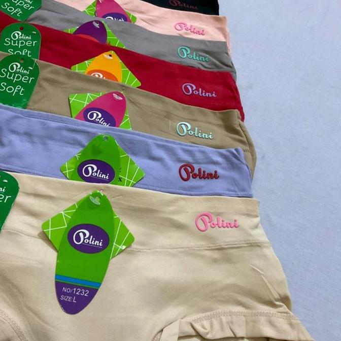 Bahanlembut- Celana Dalam Wanita Polini 1232 Polos 3 & 6 Pcs Seksi Katun Dewasa