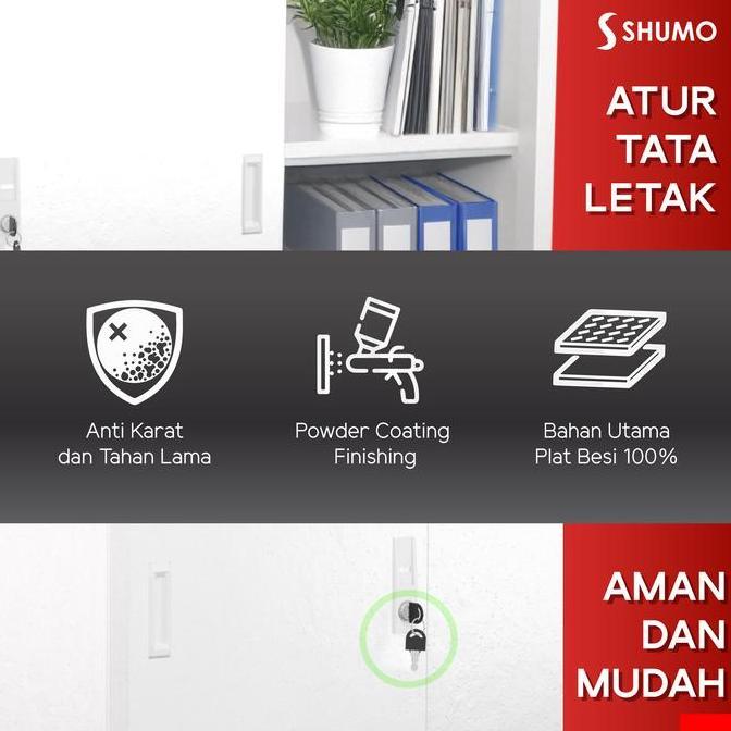 Organix- Shumo Super White | Lemari Arsip Besi 2 Pintu Sliding Kaca