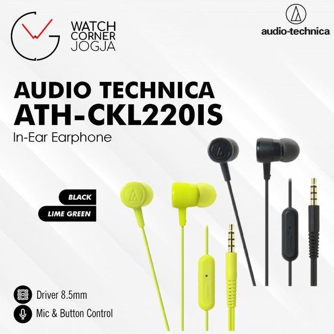 Audio Technica ATH-CKL220iS In-Ear Headphone Earphone with Mic GARANSI HARA