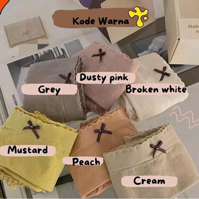 Bahanlembut- Cd Pastel Isi 6 Celana Dalam  6In1 Premium Wanita Antibakteri Cd Cewek Cuantiq Dekorasi