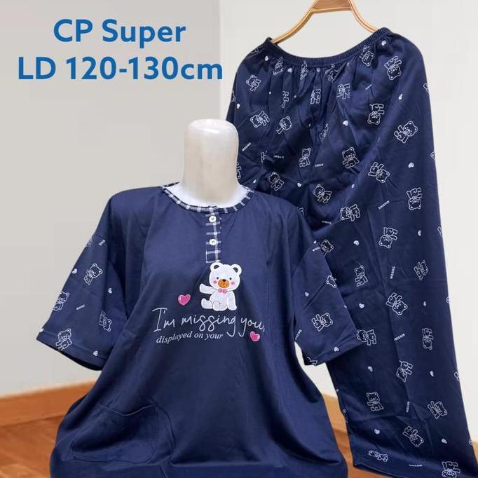 Terpopuler- Baju Tidur Cp Super Jumbo Babydoll Wanita Cp Oversize Bahan Kaos Ld 130Cm Gambar Bordir 