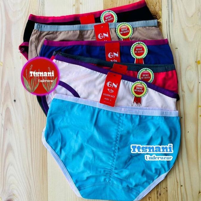 Bahanlembut- Cd Wanita Golden Nick 130 Bahan Katun | Celana Dalam Cewek Remaja Dewasa Isi 6Pcs Jahit